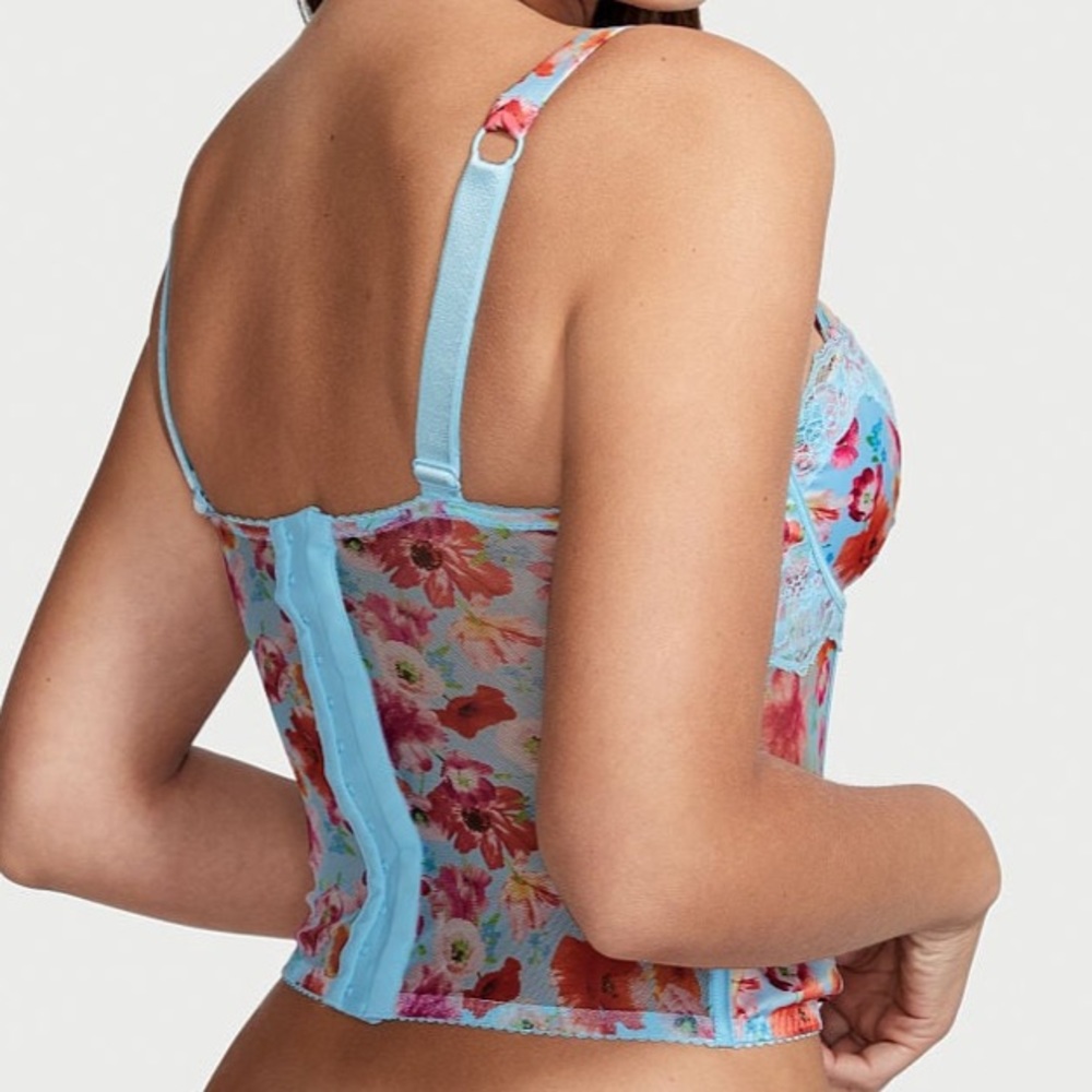Victoria’s Secret Spring Floral Lace Corset Bustier Bra Top Small - Picture 11 of 11